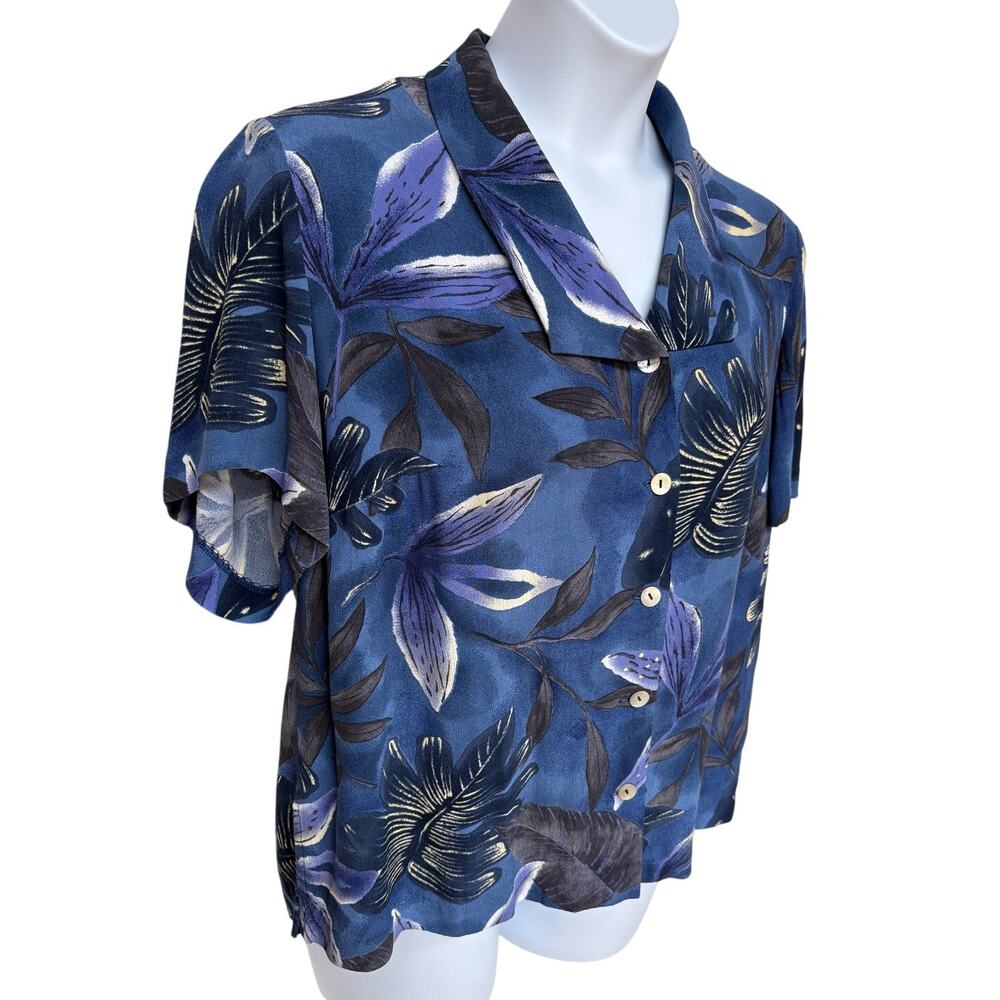 Vintage Tropical Print Short Sleeve Button Down Shirt size 16W - Picture 5 of 9
